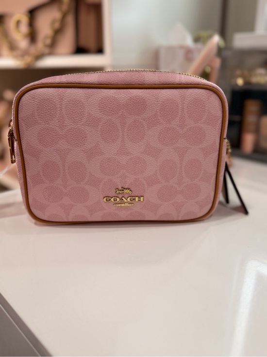 Coach Handbags - Coach Pink Signature Crossbody Camera Bag with Gold Hardware